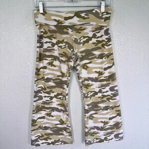 Hard Tail Forever Y2K Pants Womens Large Fold Over Crop Camo Yoga Pant Flare Leg